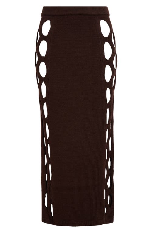 Shop Diotima Steer Side Cutout Maxi Sweater Skirt In Coffee