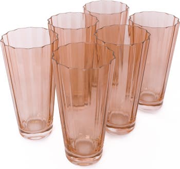 Estelle Colored Glass Estelle Sunday Collection Glasses, Set of 6 - Highball Glasses, F52 Mixed Set