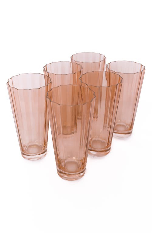 Estelle Colored Glass Sunday Set of 6 Highball Glasses in Blush Pink at Nordstrom