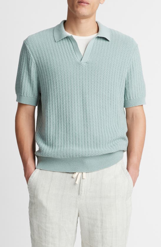 Shop Vince Johnny Collar Sweater In Ceramic Blue