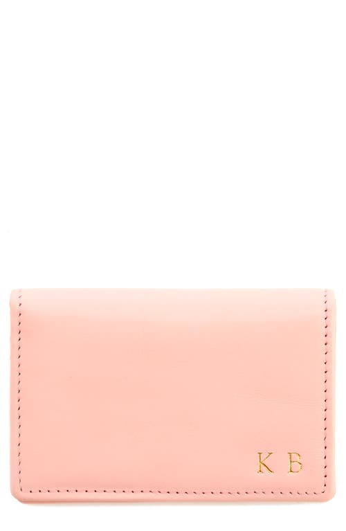 Royce New York Leather Card Case In Light Pink - Gold Foil