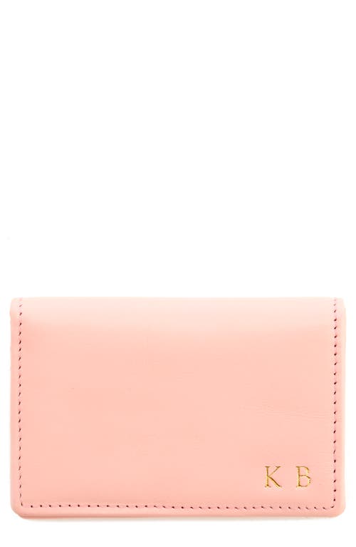 ROYCE New York Personalized Leather Card Case in Light Pink - Deboss 