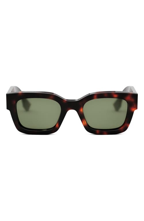 Shop Fendi ' Signature 50mm Rectangular Sunglasses In Red Havana/green