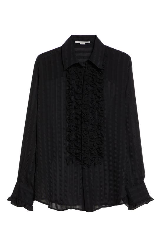 Shop Stella Mccartney Ruffle Bib Silk Blend Jacquard Shirt In Black