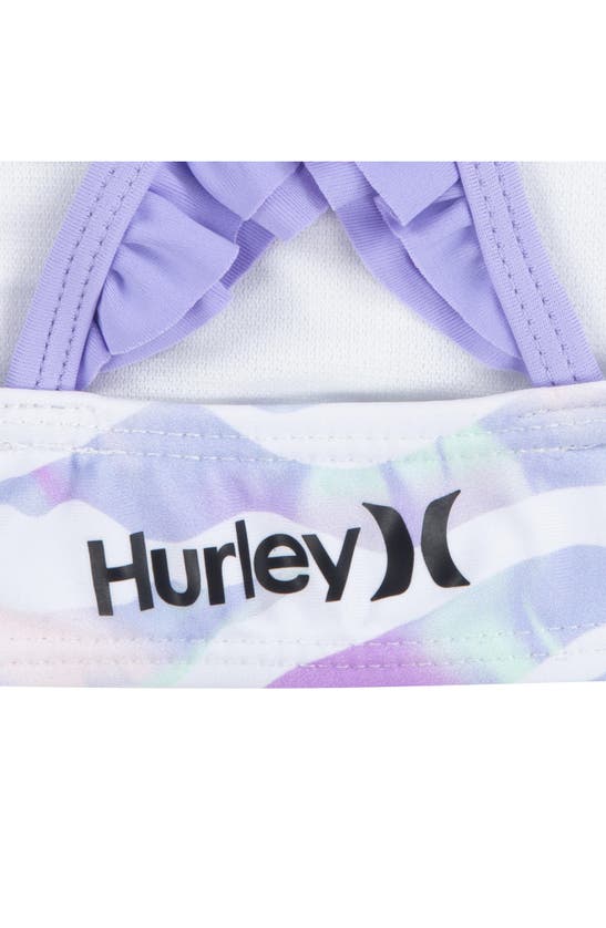 Shop Hurley Kids' Ruffle Two-piece Swimsuit In Purple Pulse