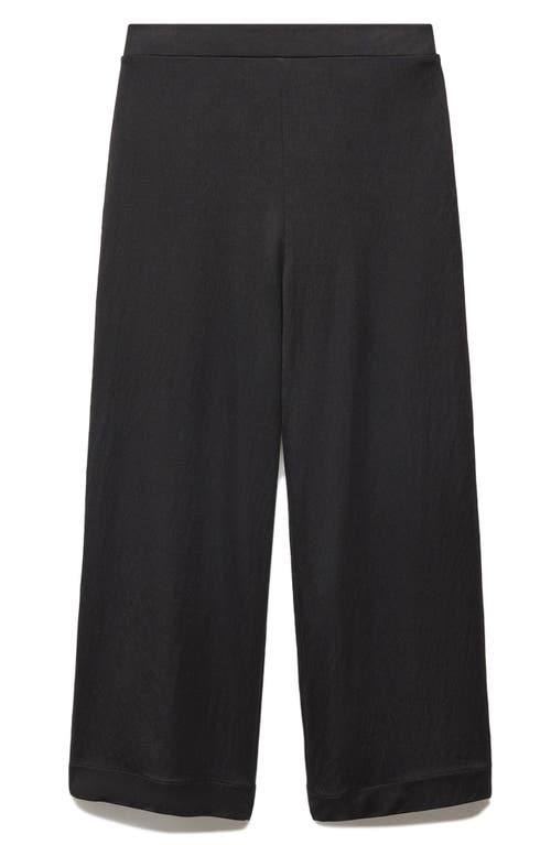 Shop Mango Crop Wide Leg Pants In Black