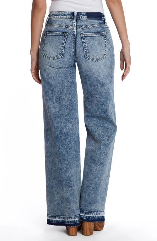 Hint Of Blu Deconstructed Wide Leg Jeans In Torn Blue