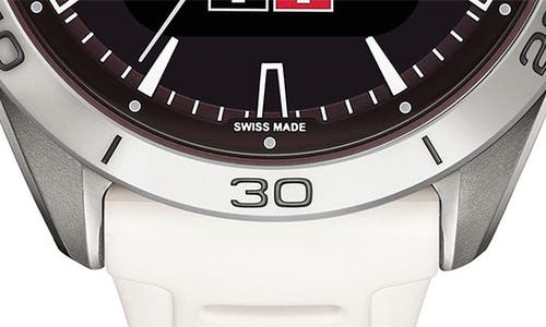 Tissot T-touch Connect Sport Solar Smart Silicone Strap Watch, 43.75mm In White
