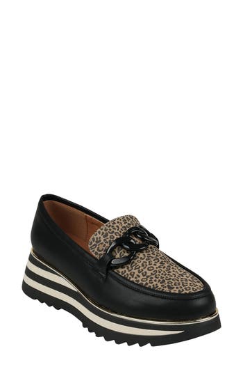Good Choice New York Geneva Platform Loafer In Black Leopard