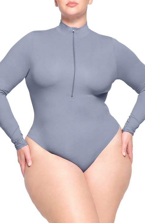 BP Nordstrom Grey Ribbed V-Neck Thong Bodysuit Women's Size Extra Large XL
