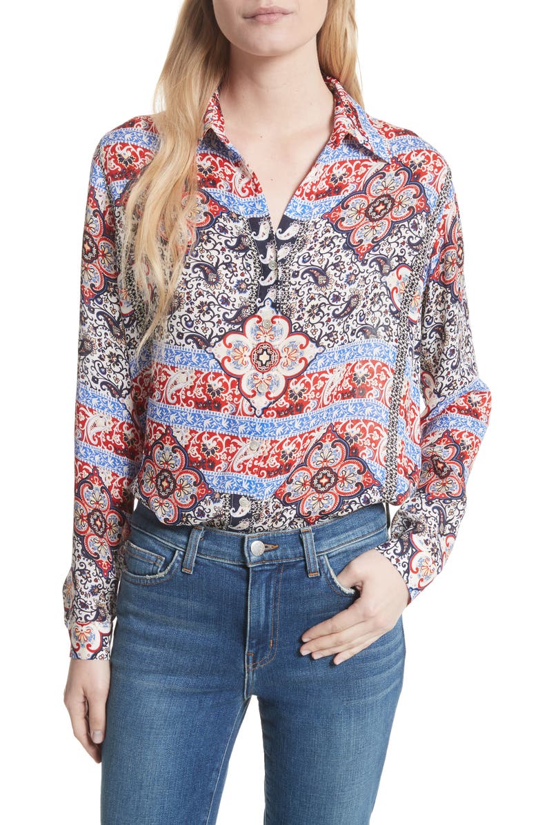 L'agence Nina Printed Silk Blouse L'agence Nina Printed Silk Blouse