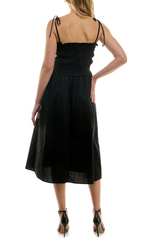 Speechless Smock Bodice Midi Sundress In Black Jm