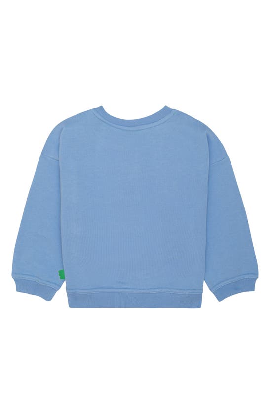 Shop Mon Coeur Kids' Graphic Pocket Sweatshirt In Della Blue/ Multi