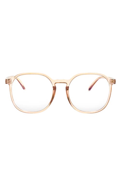 55mm Ruby Round Blue Light Blocking Glasses in Tan/Clear