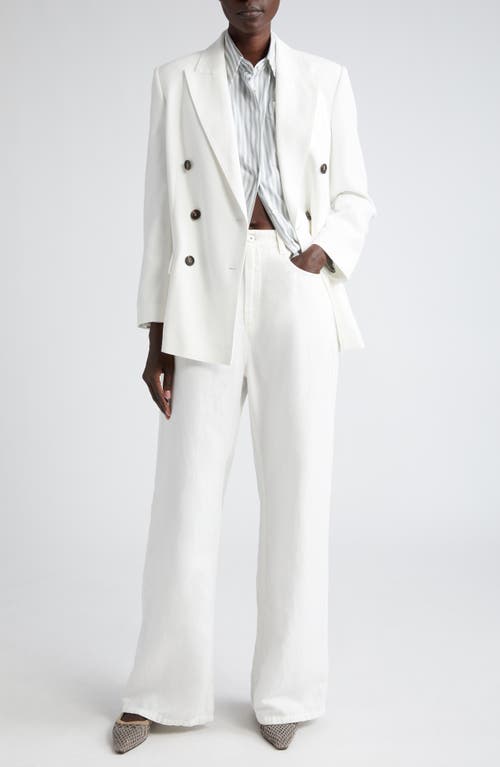 Brunello Cucinelli Striepmonili Trim Cotton & Silk Poplin Button-up Shirt In White/green
