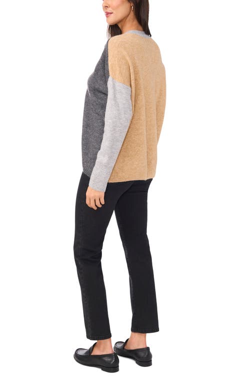 Shop Vince Camuto Colorblock Raglan Sleeve Sweater In Med Heather Grey