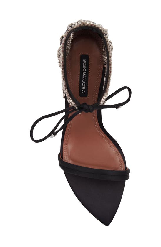 Shop Bcbgmaxazria Dawn Tie Ankle Strap Sandal In Black Rhinestones
