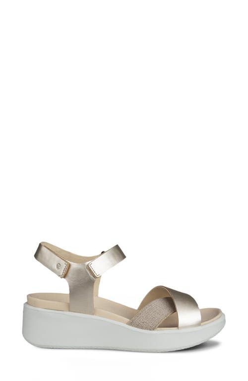 Shop Ecco Flowt Water Resistant Wedge Sandal In Pure White Gold