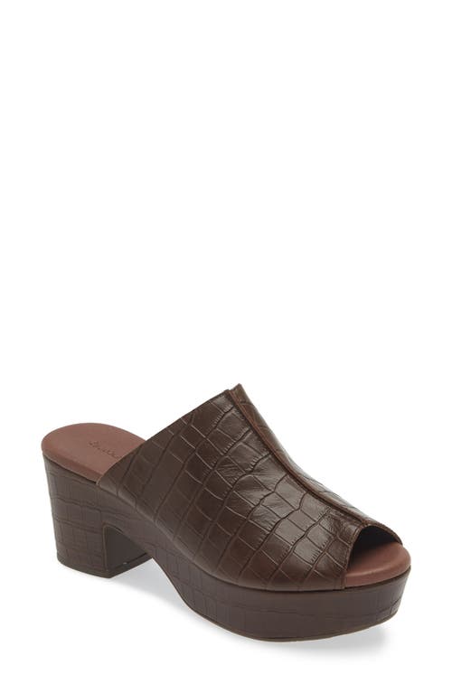 Shop Chocolat Blu Platform Slide Sandal In Brown Embossed Crocodile