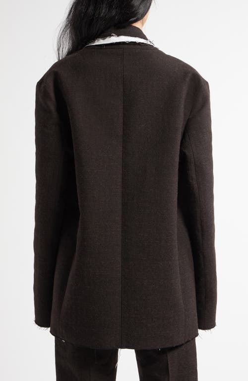 The Row Lysandre Layered Frayed-trim Jacket In Dark Brown Melange