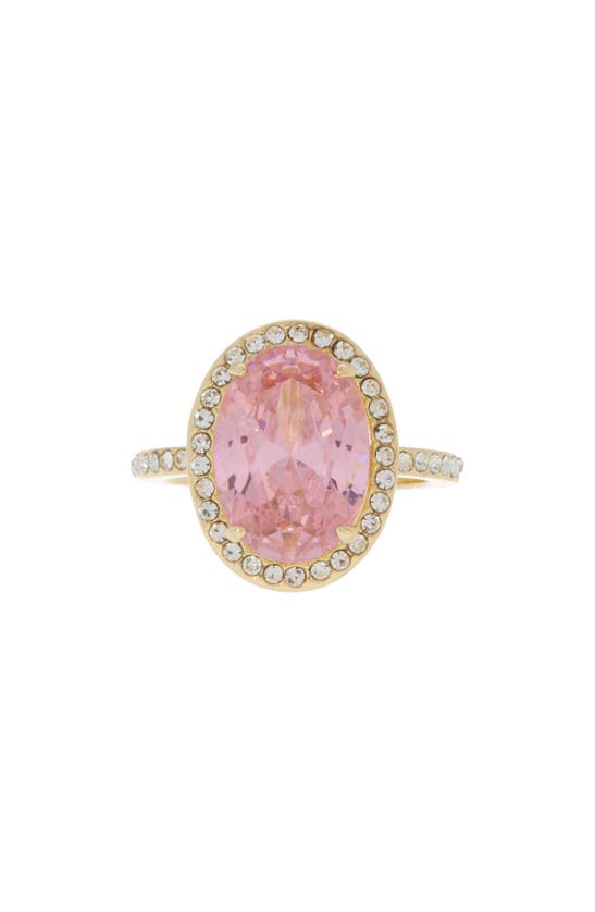 Shop Covet Rose Cz Halo Statement Ring In Pink