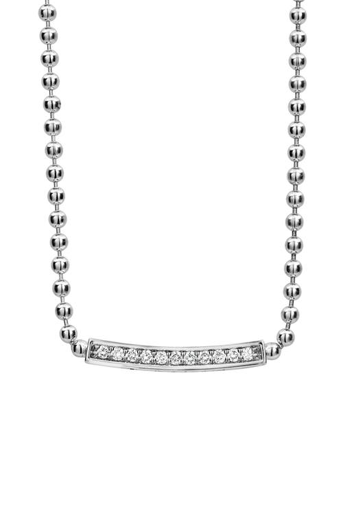 Lagos Sterling Silver Caviar Spark Diamond Bar & Ball Chain Necklace, 16 In Silver/diamond