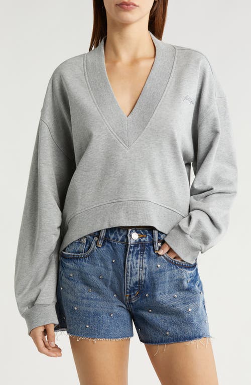 PURPLE BRAND Terry Oversize V-Neck Sweatshirt Grey at Nordstrom,