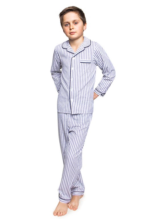 Petite Plume Kids' Ticking Stripe Pajamas in Blue