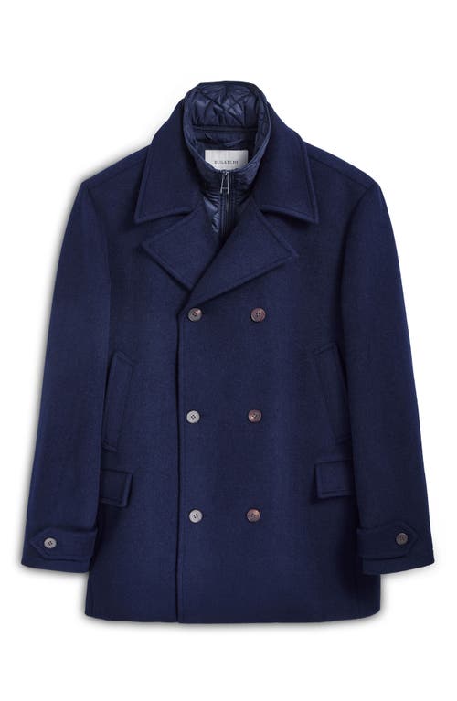 Shop Bugatchi Wool Blend Peacoat With Removable Bib In Navy