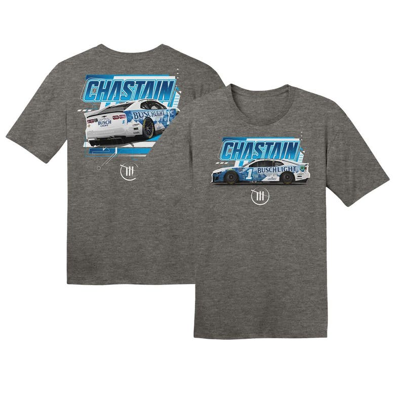 Trackhouse Racing Team Collection Heather Charcoal Ross Chastain Busch Light Car T-shirt