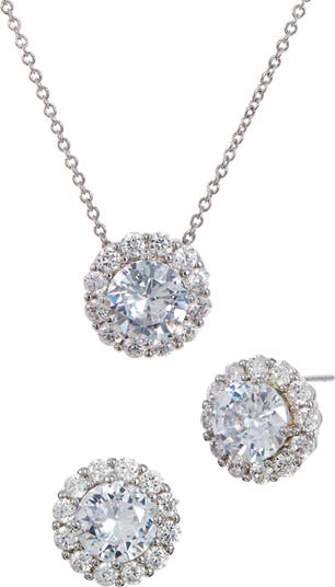 Sterling Silver Jubilee CZ Necklace & Earrings Set