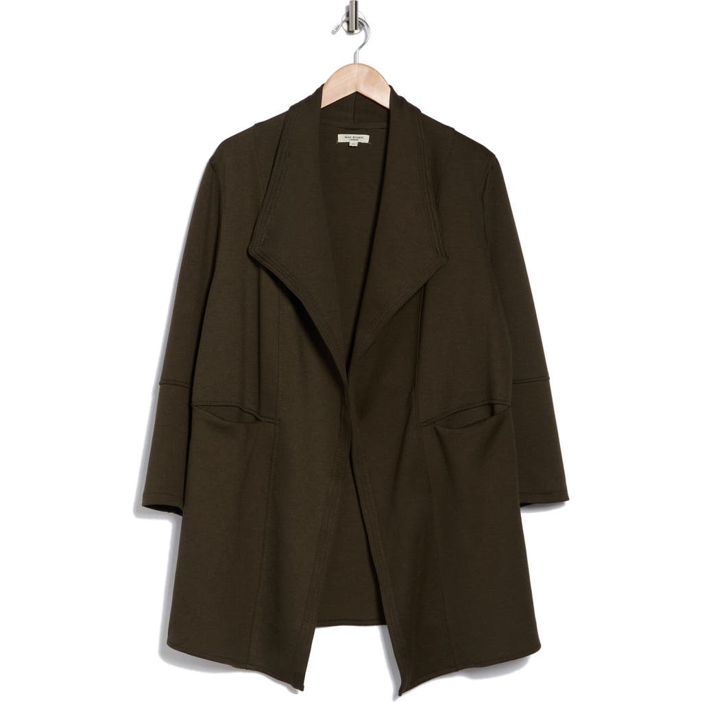 Max Studio Draped Collar Scuba Jacket In Loden