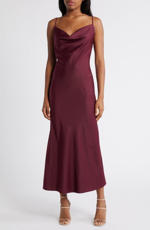 Shop Rare London Diamante Satin Slipdress In Burgundy