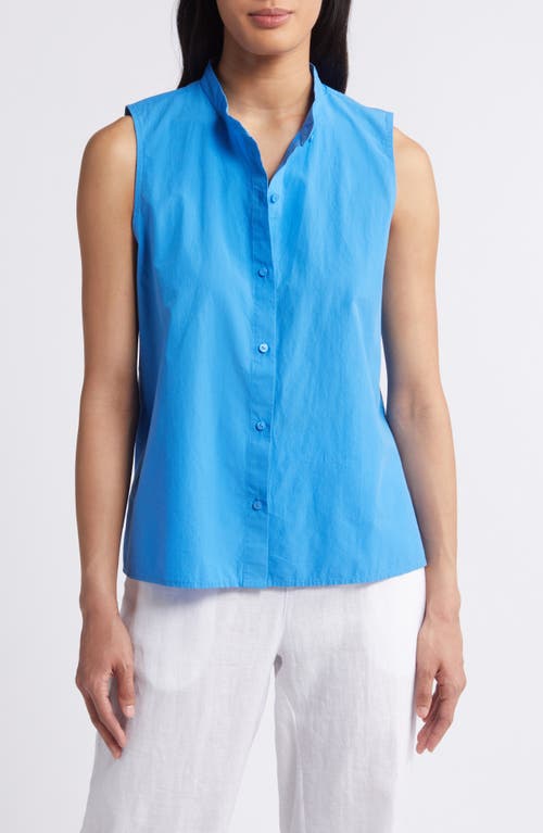 Eileen Fisher Band Collar Sleeveless Organic Cotton Shirt at Nordstrom,