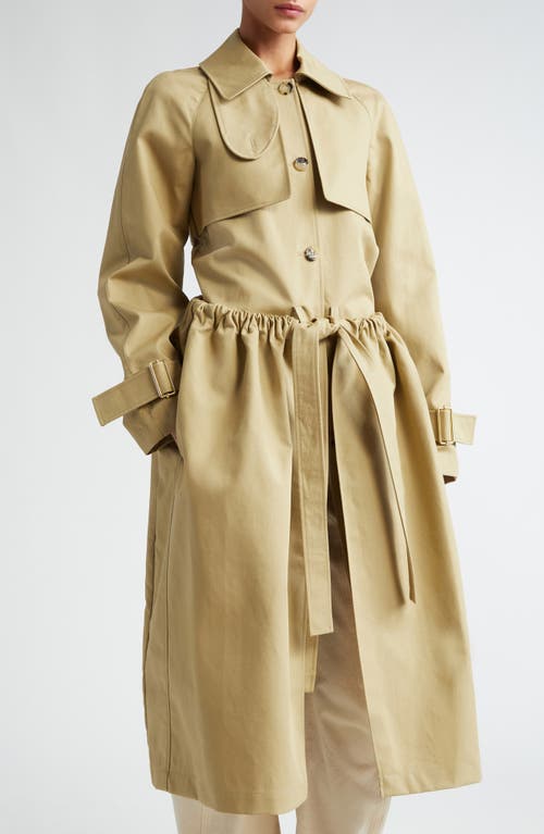 Ruched Waist Trench Coat in Beige