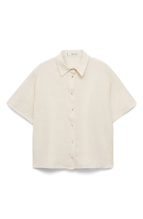 Mango Short Sleeve Linen-blend Shirt Sand In Sand