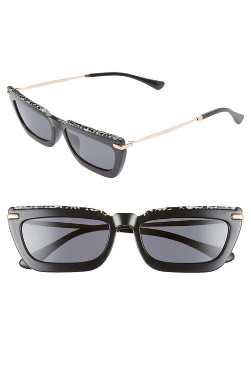 Shop Jimmy Choo Vela 55mm Flat Top Sunglasses In Black/grey Blue