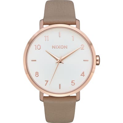 Nixon The Arrow Leather Strap Watch,