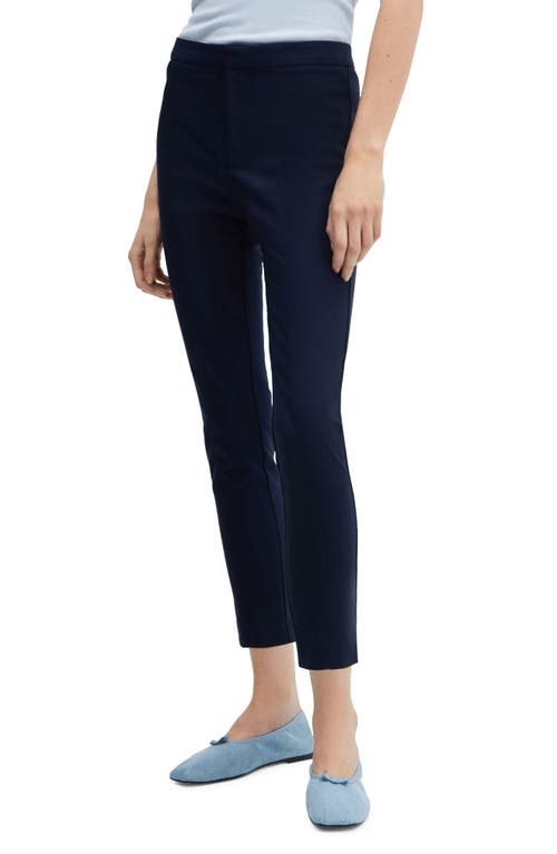 Mango Crop Skinny Pants In Navy