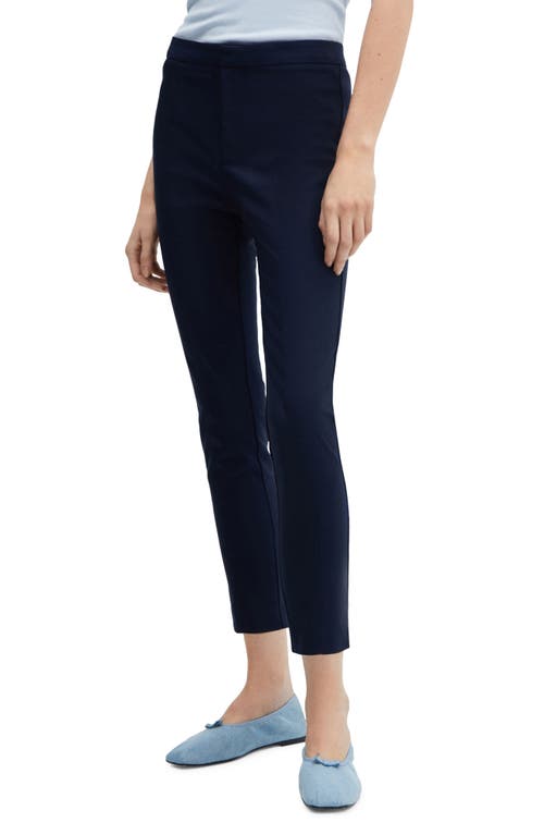 Shop Mango Crop Skinny Pants In Navy