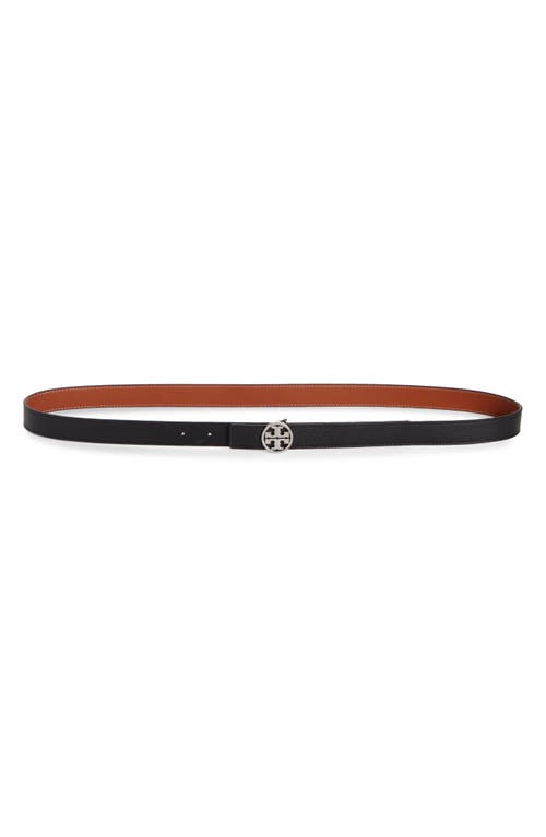 Tory Burch Miller 1-inch Reversible Logo Belt In Black