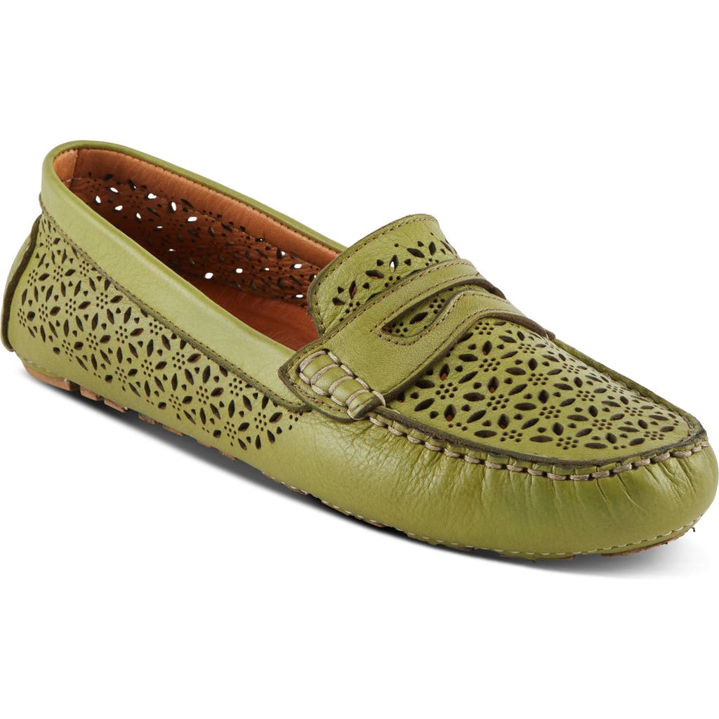 Spring Step Crain Driving Penny Loafer In Green