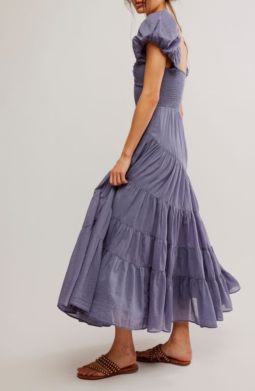 Free People Short Sleeve Sundrenched Maxi Dress In Blue Granite