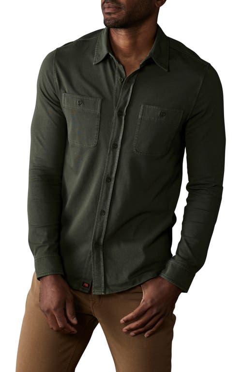 The Normal Brand Lennox Cotton Jersey Button-up Shirt In Alpine