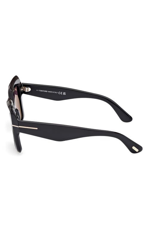 Shop Tom Ford Esme 50mm Square Sunglasses In Shiny Black/smoke