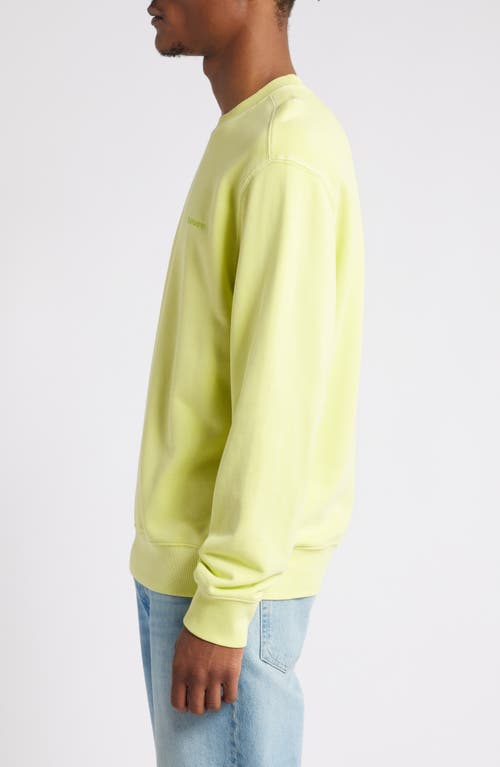 Shop Carhartt Work In Progress Garment Dyed Script Sweatshirt In Arctic Lime Garment Dyed