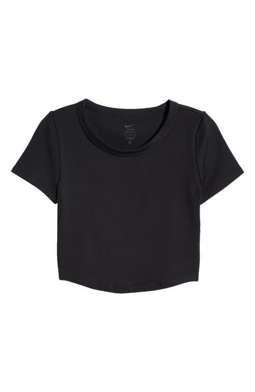 Shop Nike Phoenix Fleece Short Sleeve Crop Sweatshirt In Black/black