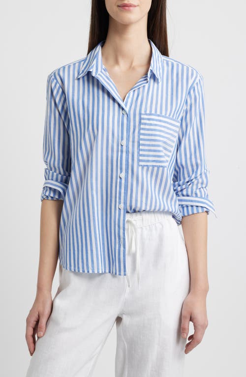 beachlunchlounge Candy Stripe Cotton Blend Button-Up Shirt in Bond Street 