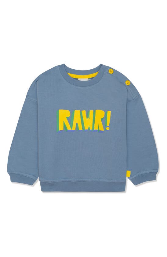 Mon Coeur Kids' Rawr! Graphic Sweatshirt In Faded Denim