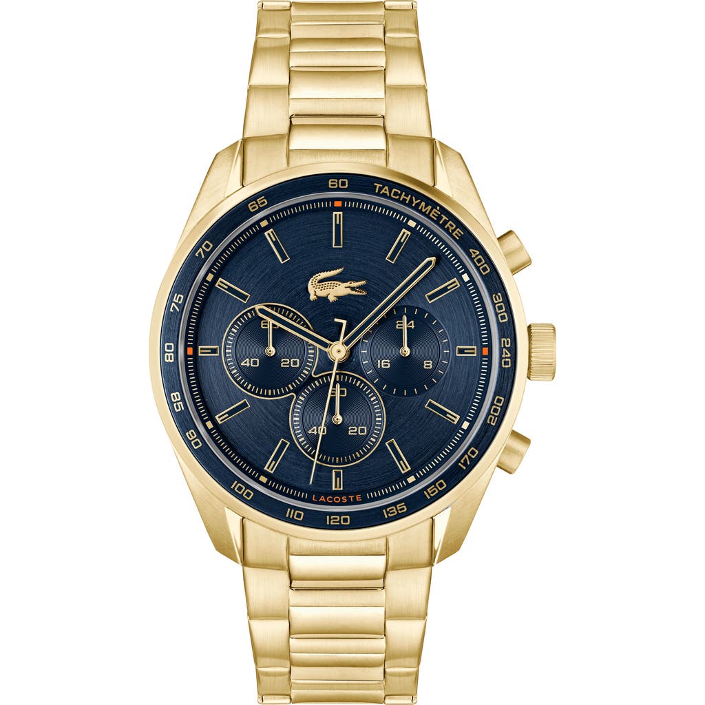 Lacoste Men's Boston Ionic Plated Thin Gold Steel Watch 42mm In Navy